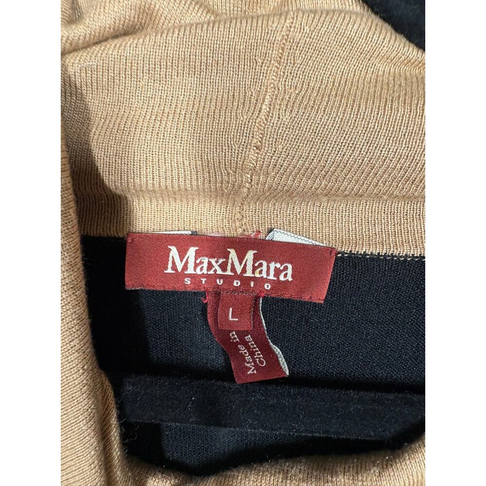 Max Mara Large Cowl Neck Sweater Black Tan Maglia Knitted Silk Cashmere - Picture 7 of 9